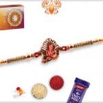 Divine Ganpati Rakhi with Diamonds and Golden Beads | Send Rakhi Gifts Online 6