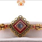 Designer Diamond Shape Kundan Rakhi | Send Rakhi Gifts Online 4