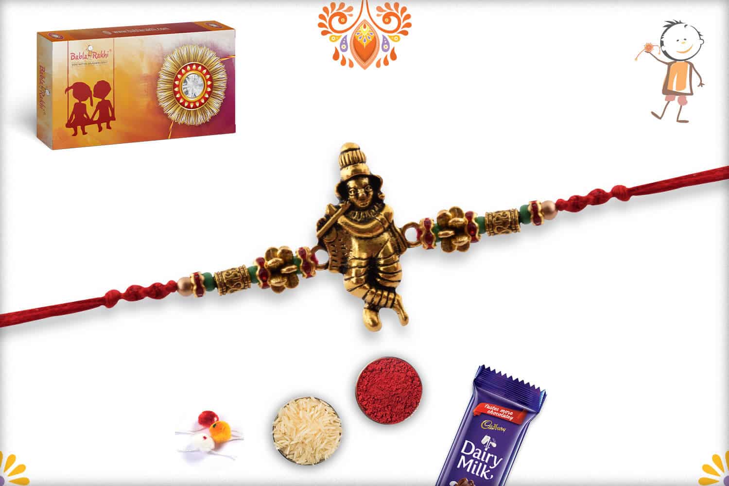 Beautiful Murlimanohar Rakhi with Designer Beads | Send Rakhi Gifts Online 3
