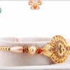 Spiritual Om Golden Rakhi with Pearls | Send Rakhi Gifts Online 5