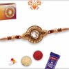 Spiritual Om Golden Rakhi with Pearls | Send Rakhi Gifts Online 6