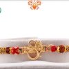Aspicious Golden OM Rakhi with Rudraksh and Golden Beads | Send Rakhi Gifts Online 4