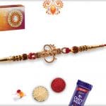 Aspicious Golden OM Rakhi with Rudraksh and Golden Beads | Send Rakhi Gifts Online 6