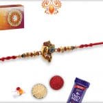 Meenakari Ganeshji Golden Rakhi with Diamonds Rings | Send Rakhi Gifts Online 4