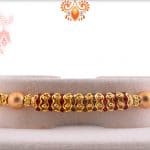 Simple Golden Diamond Rings Rakhi wth Beads | Send Rakhi Gifts Online 3