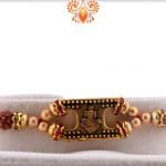 Golden Ganeshji Rakhi with Rudraksh and Golden Beads | Send Rakhi Gifts Online 3