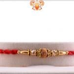 Handcrafted Sandalwood Beads Rakhi with Golden Beads | Send Rakhi Gifts Online 4