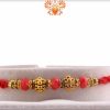 Designer Golden Beads Rakhi with Red Stone Beads | Send Rakhi Gifts Online 3