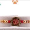 Handcrafted Spiritual OM Rakhi with Golden Beads | Send Rakhi Gifts Online 3