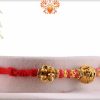 Antique Golden Bead Rakhi with Red Stone Beads | Send Rakhi Gifts Online 5