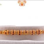 Simple Red Diamond Rings Rakhi wth Golden Beads | Send Rakhi Gifts Online 3