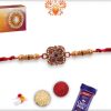 Designer Clover Shape Golden Rakhi with Diamonds | Send Rakhi Gifts Online 4