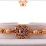 Designer Clover Shape Golden Rakhi with Diamonds | Send Rakhi Gifts Online 3