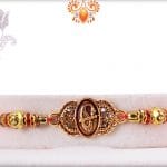 Designer Golden Rakhi with Diamond Rings | Send Rakhi Gifts Online 3