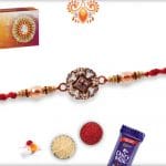 Designer Golden Diamond Rakhi with Beads | Send Rakhi Gifts Online 4