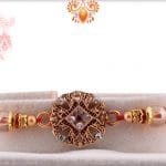 Designer Golden Diamond Rakhi with Beads | Send Rakhi Gifts Online 3