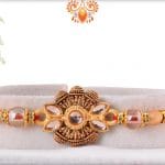 Unique Handcrafted Golden Rakhi with Beads | Send Rakhi Gifts Online 5