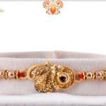 Unique Shape Golden Rakhi with Beads | Send Rakhi Gifts Online 4