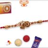 Unique Shape Golden Rakhi with Beads | Send Rakhi Gifts Online 6