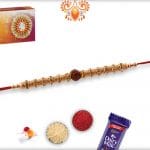 Golden Beads Rakhi with Rudraksh | Send Rakhi Gifts Online 4