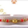 Traditional Golden Rakhi with Red Beads | Send Rakhi Gifts Online 2