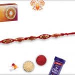Uniquely Knotted Sandalwood and Golden Beads Rakhi | Send Rakhi Gifts Online 4