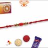 Oval Shape Red Bead Rakhi with Designer Beads | Send Rakhi Gifts Online 4