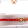Designer Antique Beads Rakhi with Red Crystal Beads | Send Rakhi Gifts Online 5