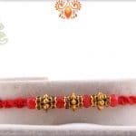 Designer Antique Beads Rakhi with Red Crystal Beads | Send Rakhi Gifts Online 4