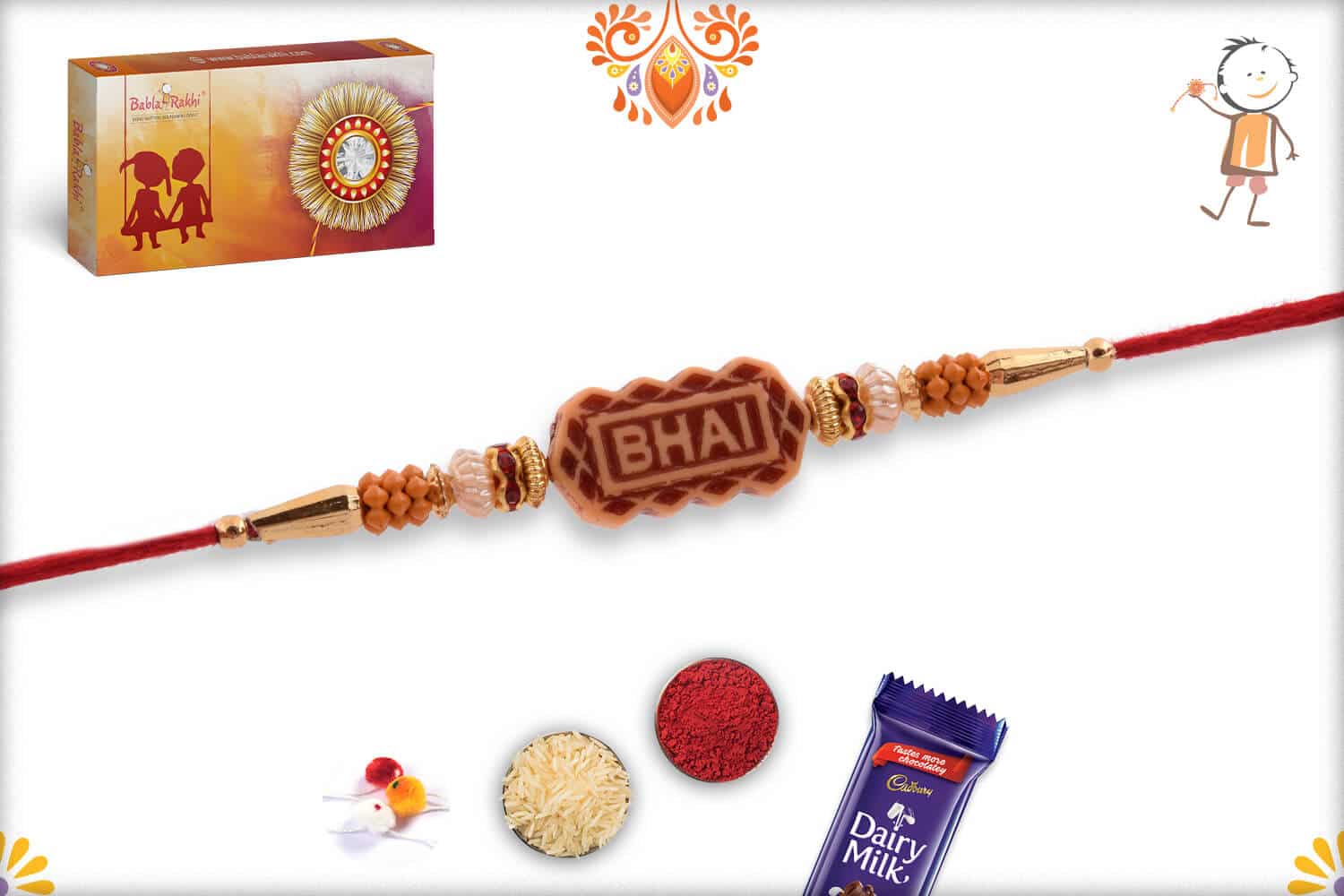 Designer Bhai Rakhi with Beads | Send Rakhi Gifts Online 2