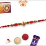 Designer Copper Bead Rakhi with Red Oval Beads | Send Rakhi Gifts Online 6