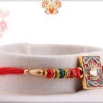 Square Meenakari Rakhi with Diamond and Beads | Send Rakhi Gifts Online 5