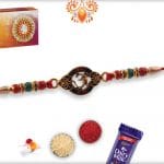 Unique OM Rakhi with Red-Green Beads | Send Rakhi Gifts Online 4