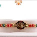 Unique OM Rakhi with Red-Green Beads | Send Rakhi Gifts Online 3