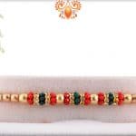 Traditional Golden Beads Rakhi with Diamond Rings | Send Rakhi Gifts Online 3