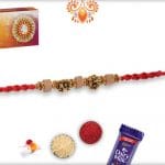 Exclusive Antique Flower Bead Rakhi with Square Sandalwood Beads | Send Rakhi Gifts Online 6