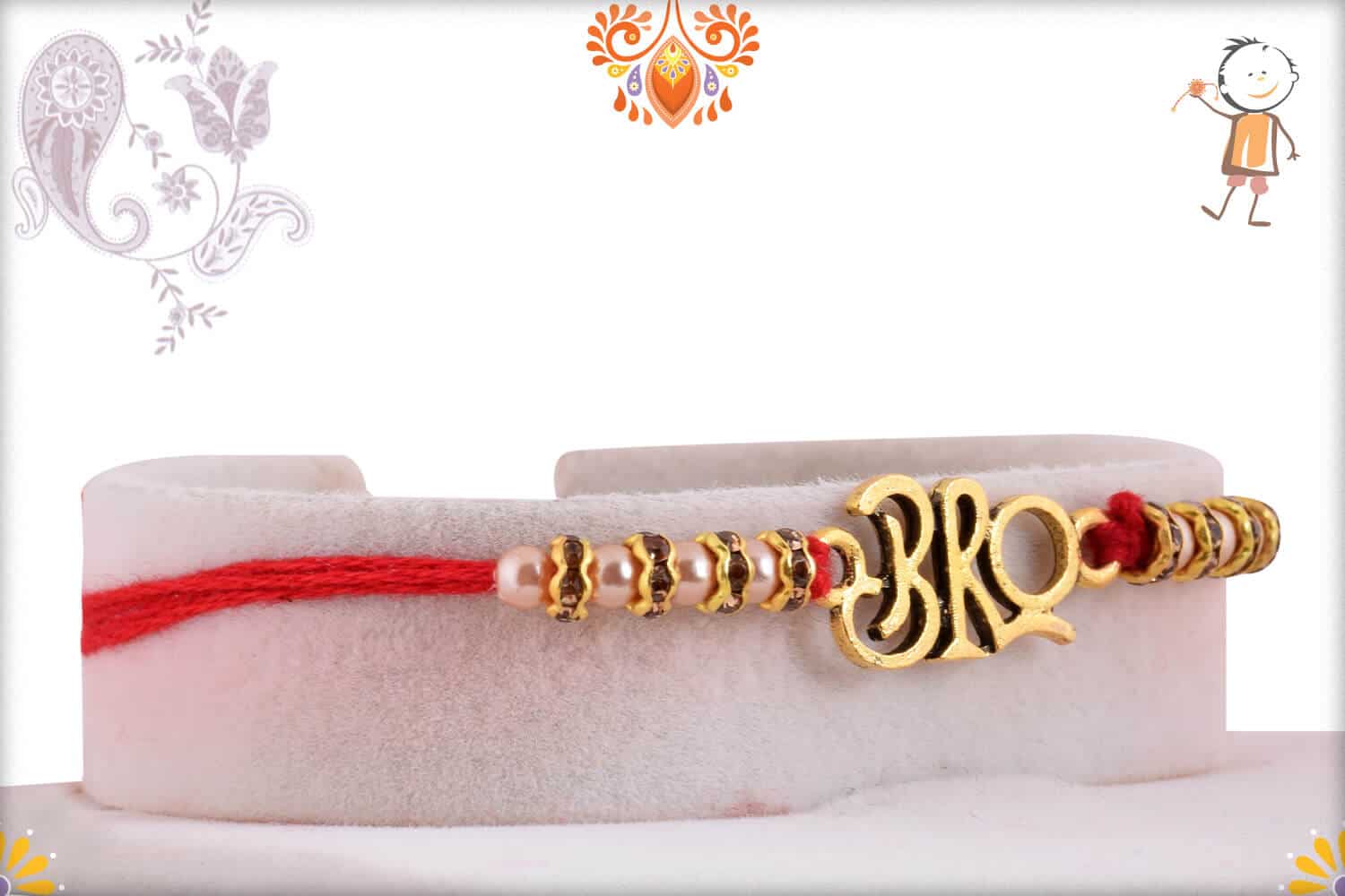 Designer BRO Rakhi with Pearl and Diamond | Send Rakhi Gifts Online 2