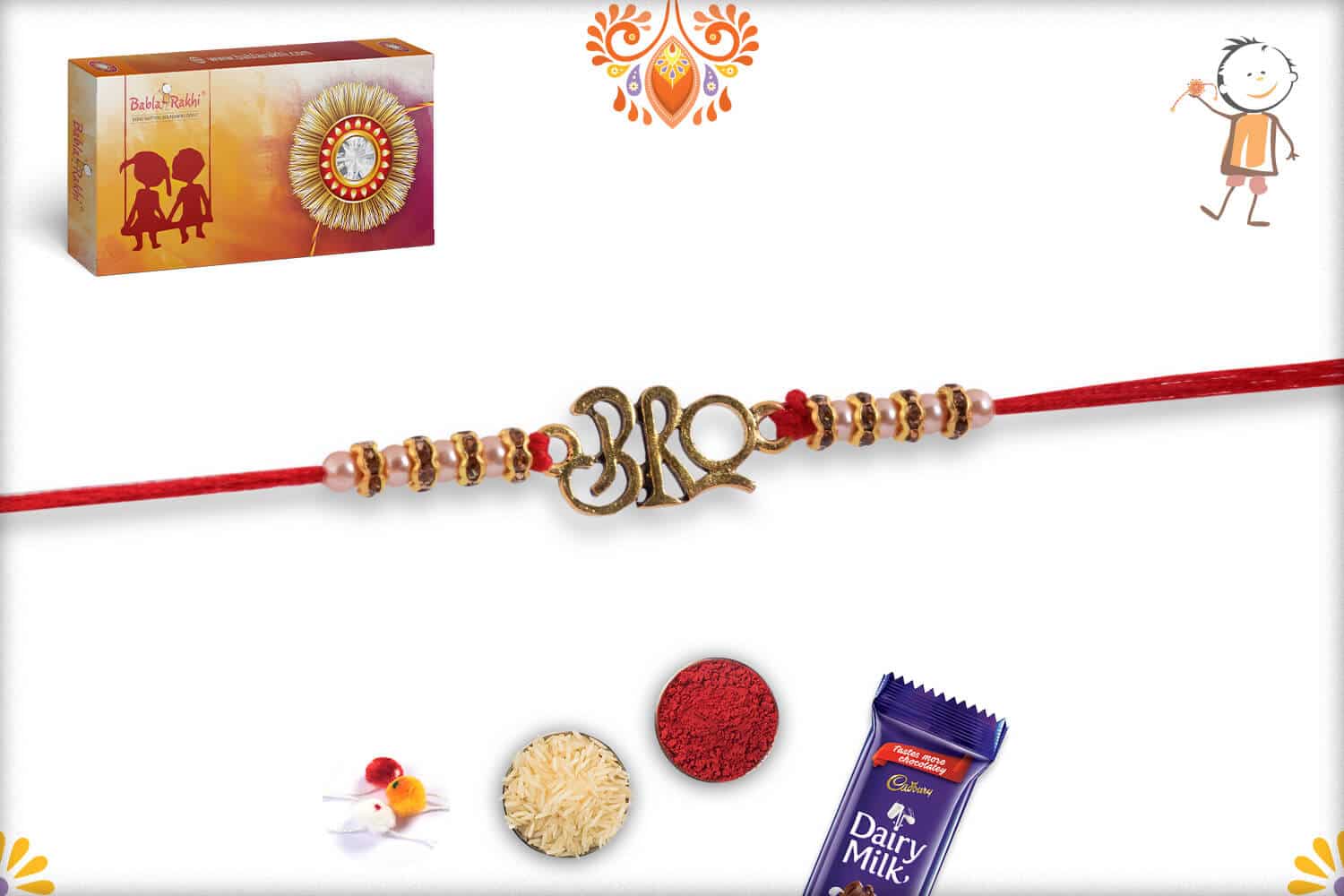 Designer BRO Rakhi with Pearl and Diamond | Send Rakhi Gifts Online 3
