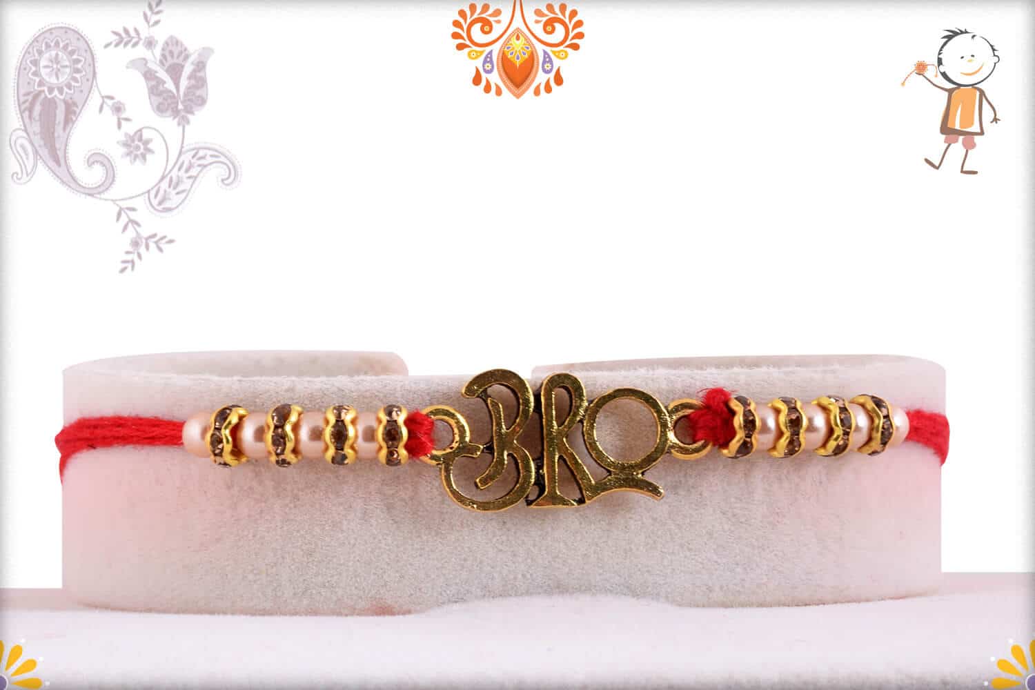 Designer BRO Rakhi with Pearl and Diamond | Send Rakhi Gifts Online 1
