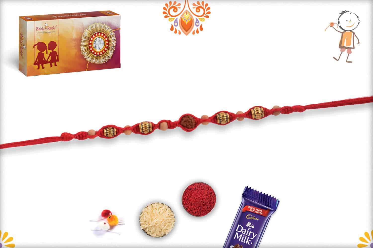 Uniquely Knotted Rudraksh Rakhi with Designer Beads | Send Rakhi Gifts Online 2