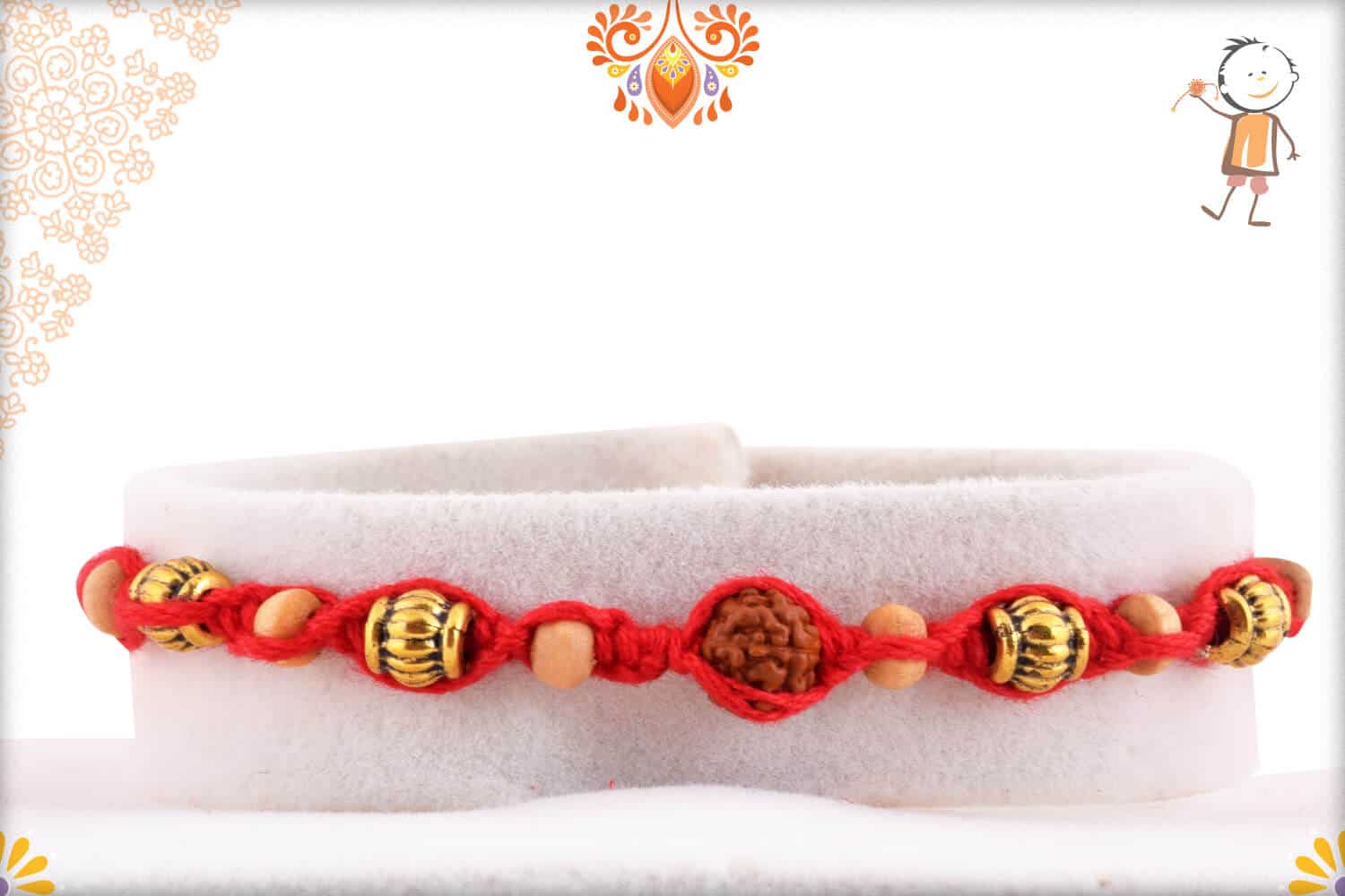 Uniquely Knotted Rudraksh Rakhi with Designer Beads | Send Rakhi Gifts Online 1