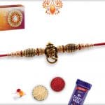 Antique Ganesh Rakhi with Designer Golden Beads | Send Rakhi Gifts Online 4