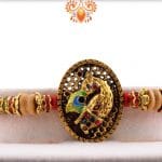 Antique Peacock Rakhi with Sandalwood Beads | Send Rakhi Gifts Online 4