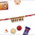 Hanging Leaves Rakhi with Sandalwood Beads | Send Rakhi Gifts Online 4