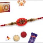 Stunning Red Kundan Rakhi with Designer Beads | Send Rakhi Gifts Online 6