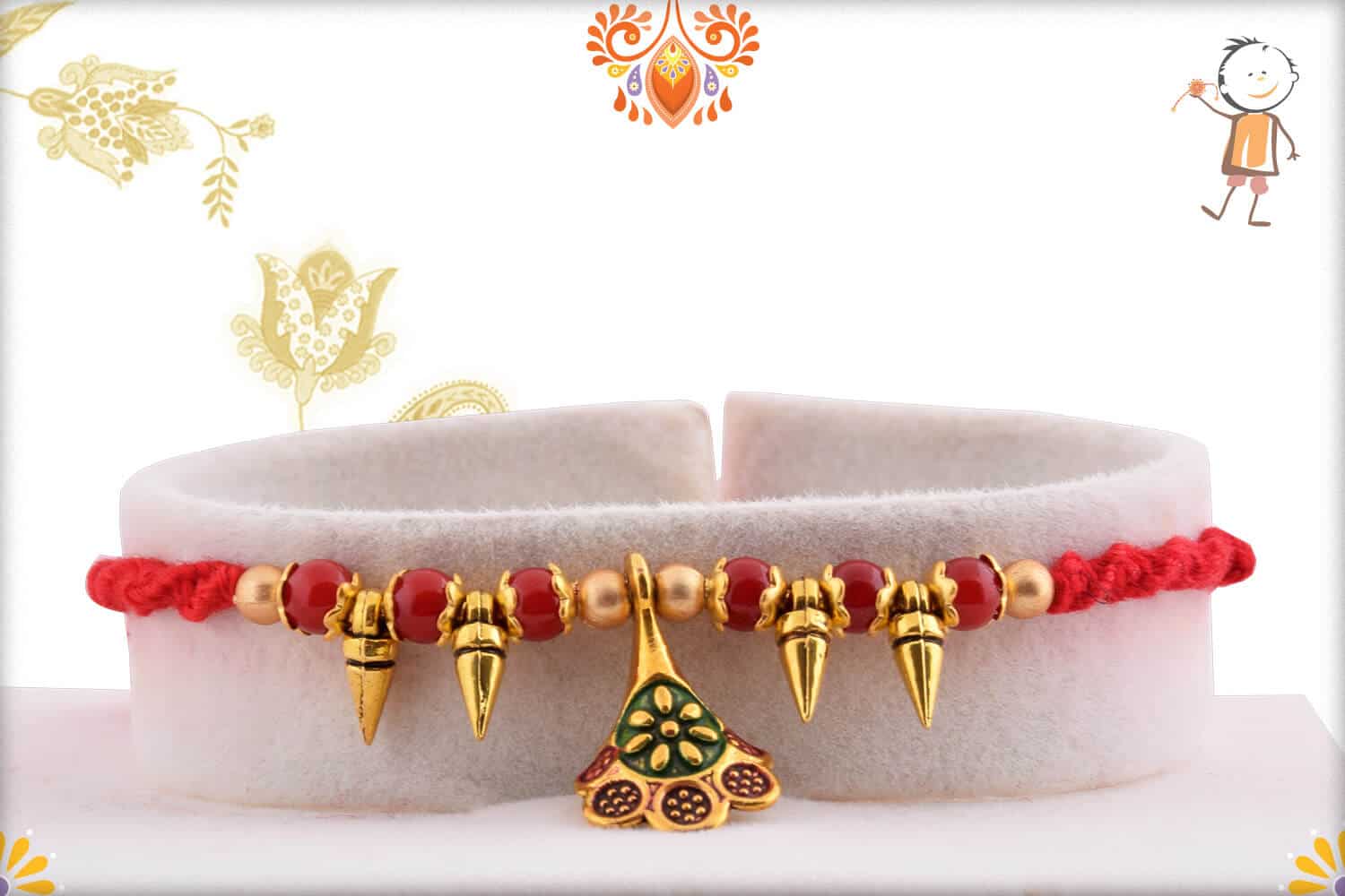 Unique Hanging Rakhi with Red Beads | Send Rakhi Gifts Online 1