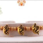 3 Antique Ganpati Rakhi with Sandalwood Beads | Send Rakhi Gifts Online 4
