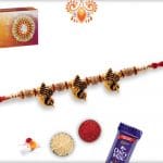 3 Antique Ganpati Rakhi with Sandalwood Beads | Send Rakhi Gifts Online 6