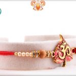Om with Beautiful Leaf Pearl Rakhi | Send Rakhi Gifts Online 5