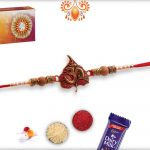 Om with Beautiful Leaf Pearl Rakhi | Send Rakhi Gifts Online 6